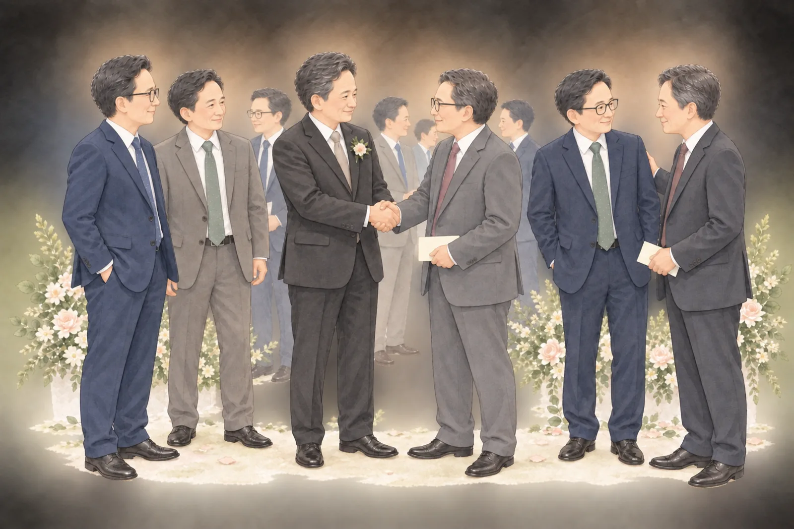 혼주(부모님) 측 하객 하객 구성 일러스트
